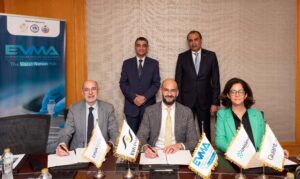 Representatives from EVA Pharma, DNA Script, Quantoom Biosciences signing MoU